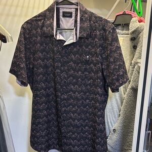 7 Diamonds Black and Pink Patterned Men's Shirt